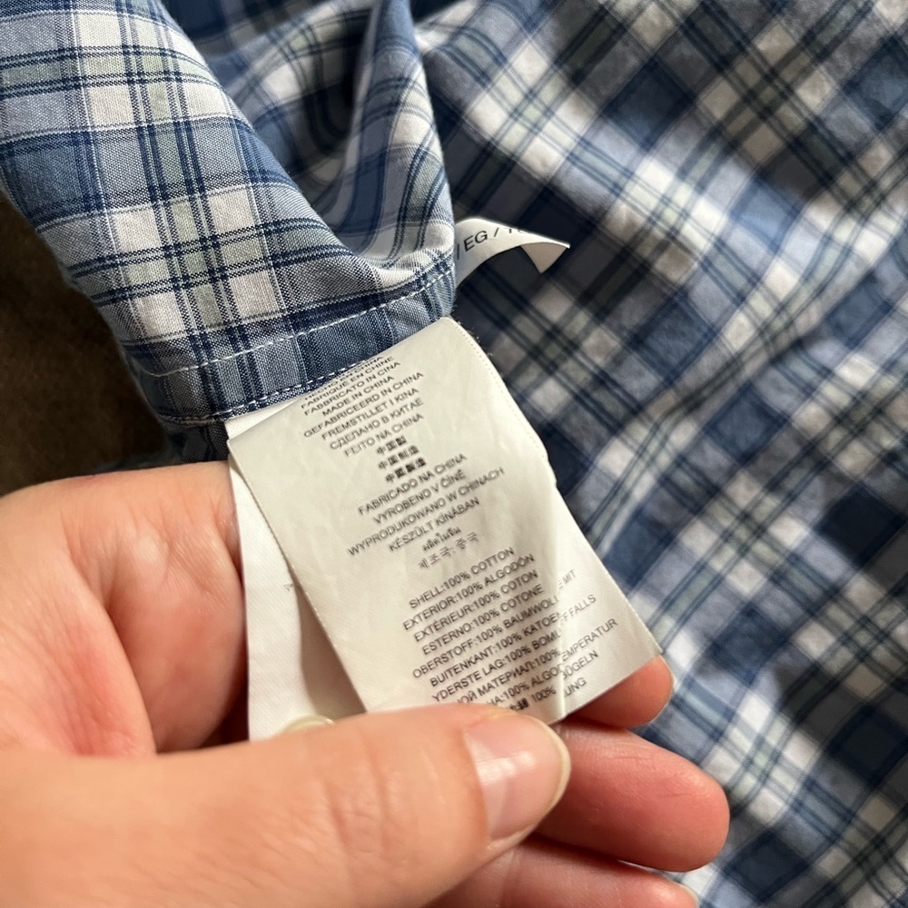 Michael Kors Slim Fit XL Blue & White Checkered Button Down Shirt - Picture 6 of 9